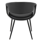 Curvo Upholstered Chair - Set of 2 - Black Metal, Black PU