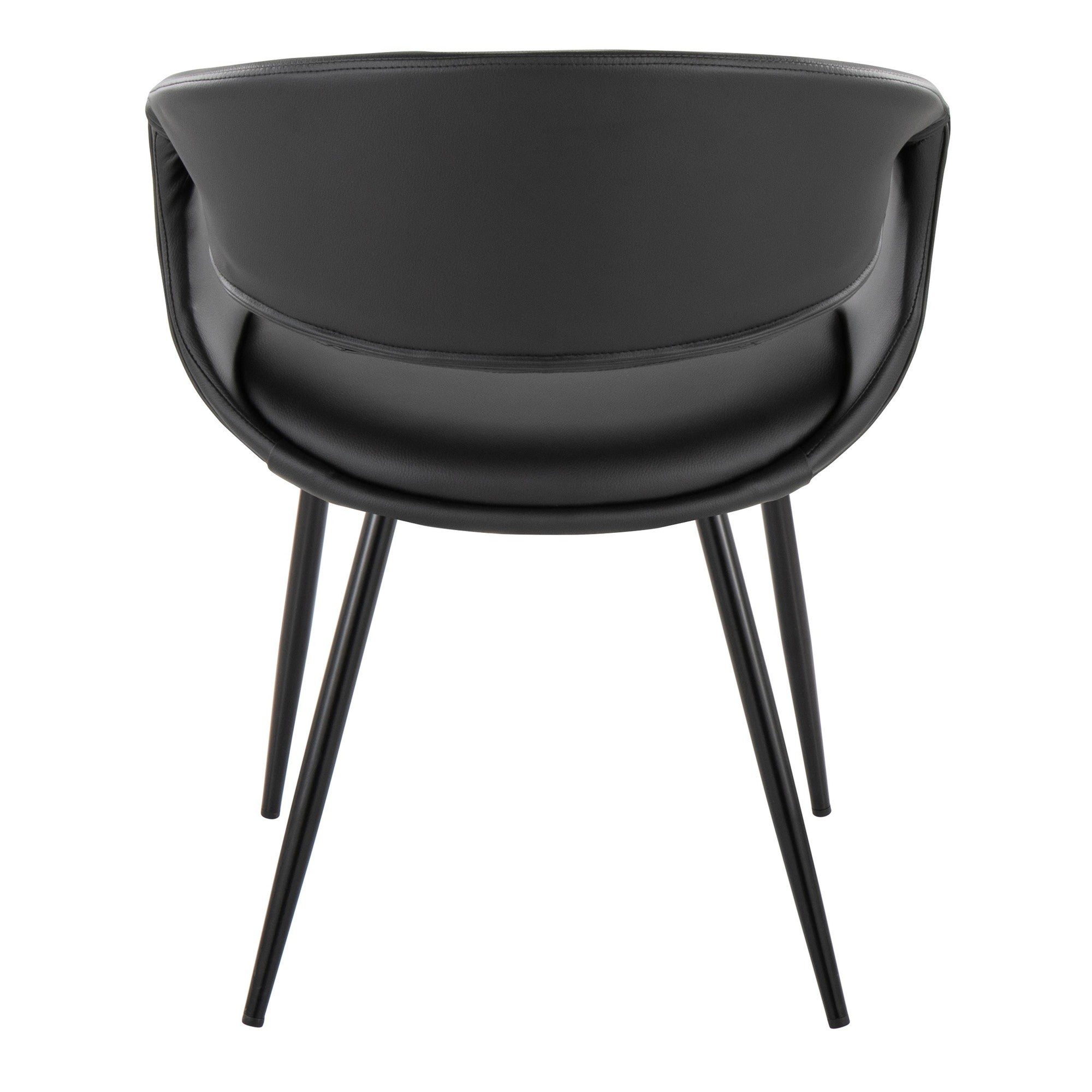 Curvo Upholstered Chair - Set of 2 - Black Metal, Black PU