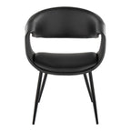Curvo Upholstered Chair - Set of 2 - Black Metal, Black PU