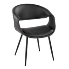 Curvo Upholstered Chair - Set of 2 - Black Metal, Black PU