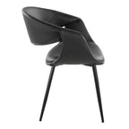 Curvo Upholstered Chair - Set of 2 - Black Metal, Black PU
