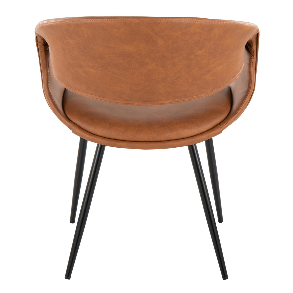 Curvo Upholstered Chair - Set of 2 - Black Metal, Camel PU
