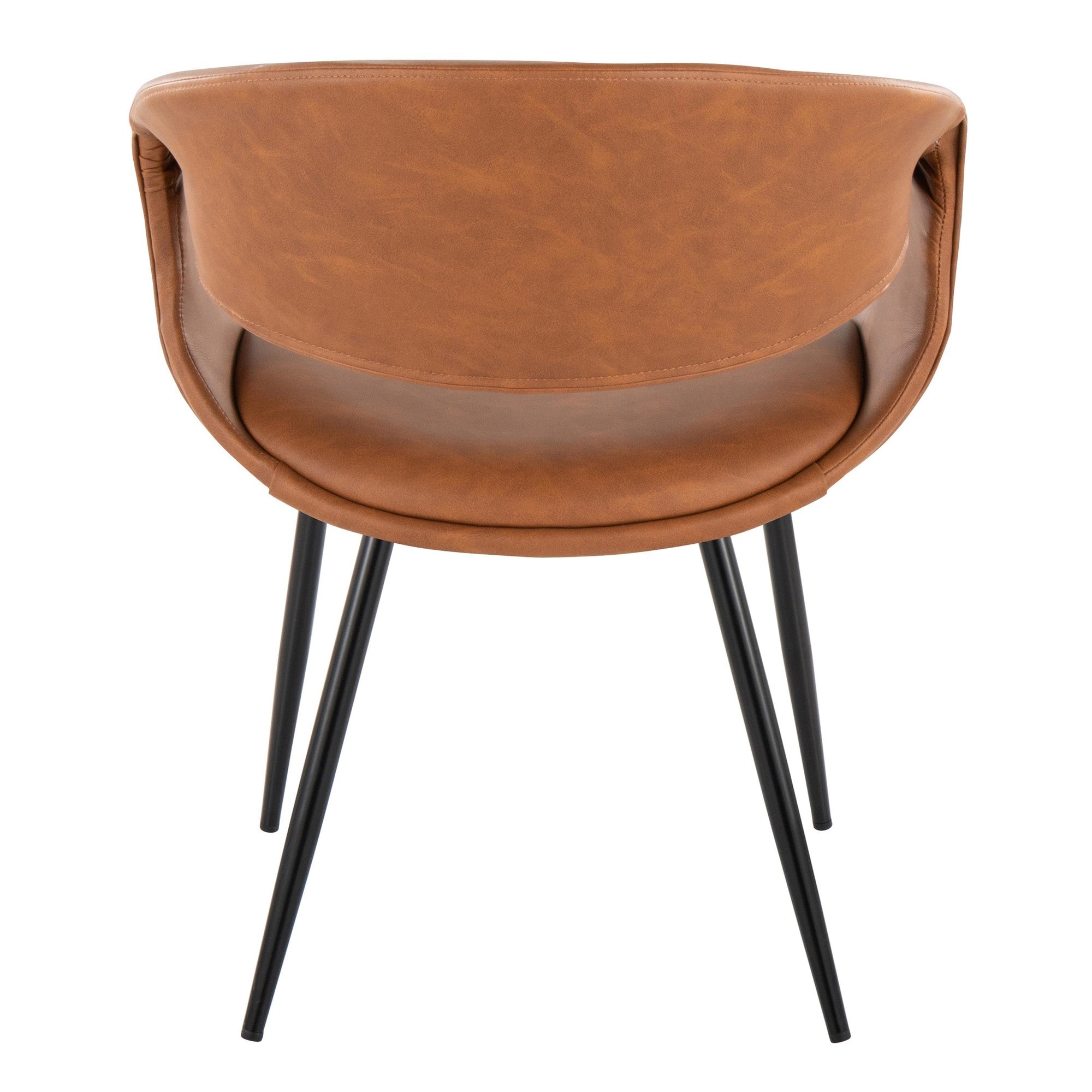 Curvo Upholstered Chair - Set of 2 - Black Metal, Camel PU