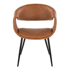 Curvo Upholstered Chair - Set of 2 - Black Metal, Camel PU