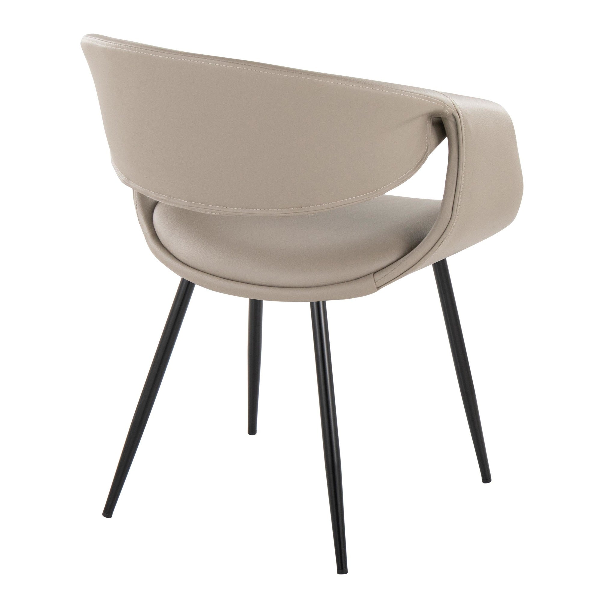 Curvo Upholstered Chair - Set of 2 - Black Metal, Light Grey PU