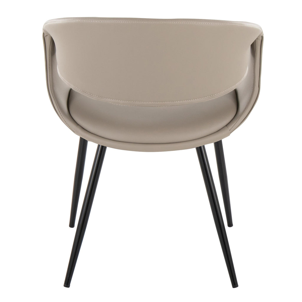 Curvo Upholstered Chair - Set of 2 - Black Metal, Light Grey PU