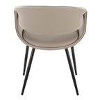 Curvo Upholstered Chair - Set of 2 - Black Metal, Light Grey PU