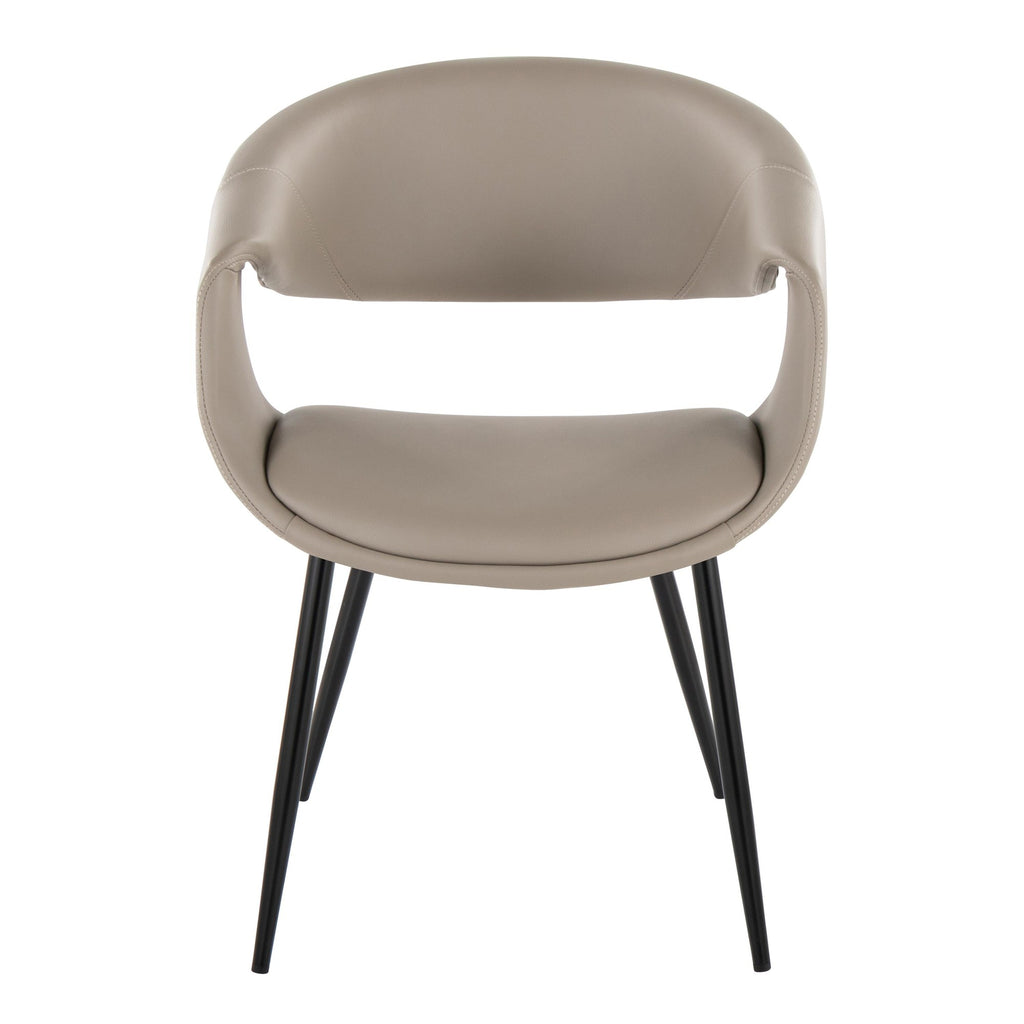 Curvo Upholstered Chair - Set of 2 - Black Metal, Light Grey PU