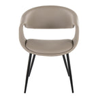 Curvo Upholstered Chair - Set of 2 - Black Metal, Light Grey PU
