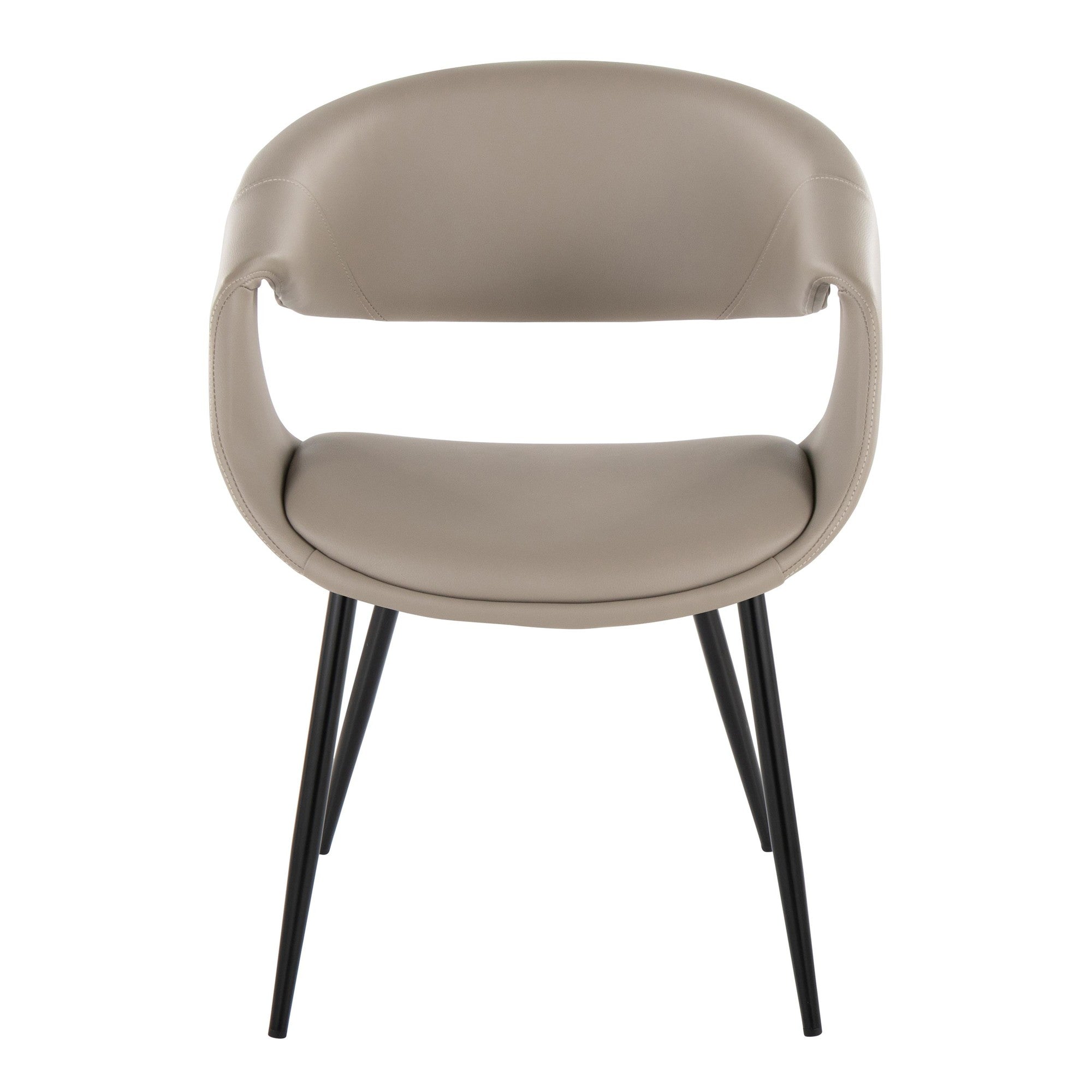 Curvo Upholstered Chair - Set of 2 - Black Metal, Light Grey PU