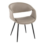 Curvo Upholstered Chair - Set of 2 - Black Metal, Light Grey PU