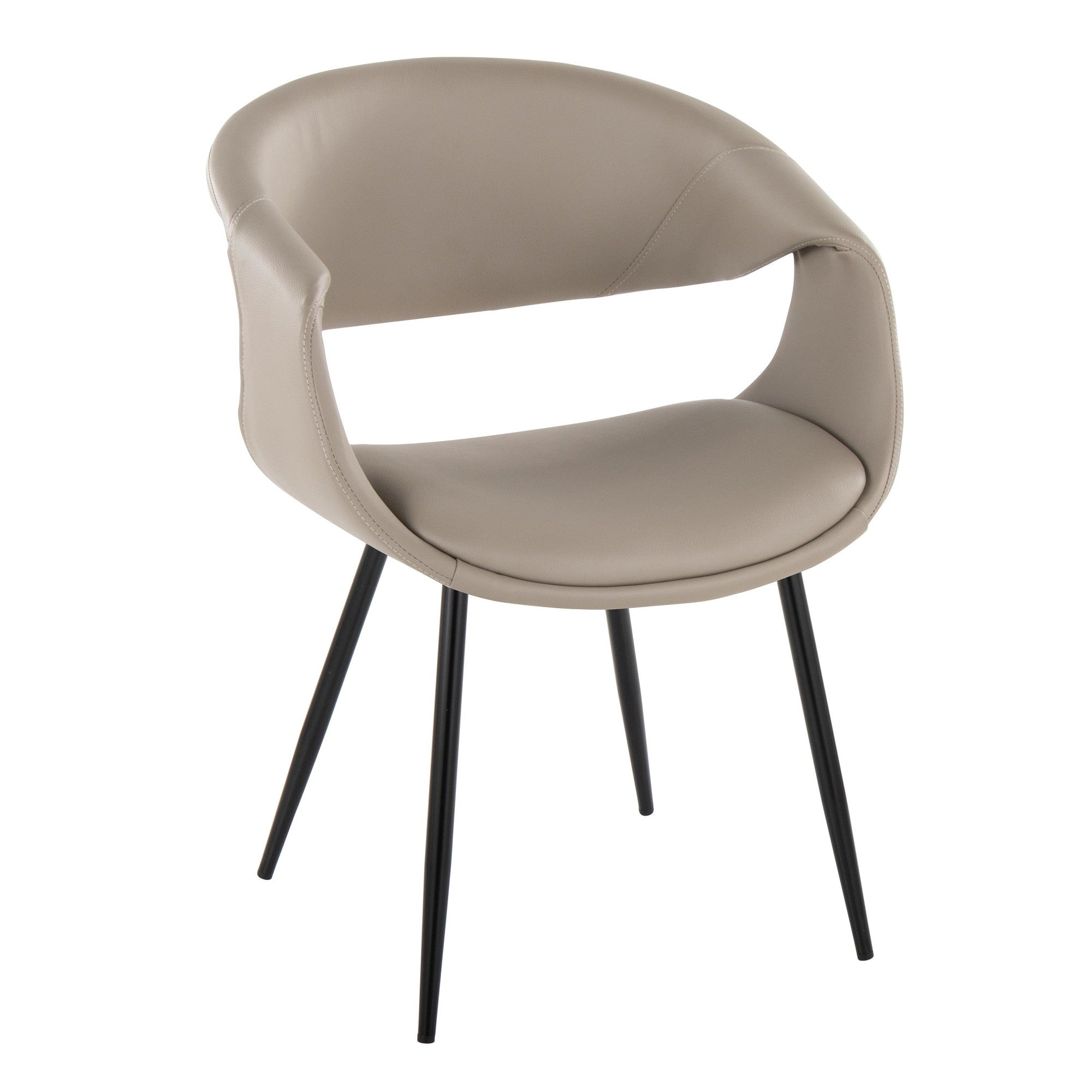 Curvo Upholstered Chair - Set of 2 - Black Metal, Light Grey PU