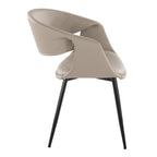 Curvo Upholstered Chair - Set of 2 - Black Metal, Light Grey PU