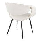 Curvo Upholstered Chair - Set of 2 - Black Metal, White PU