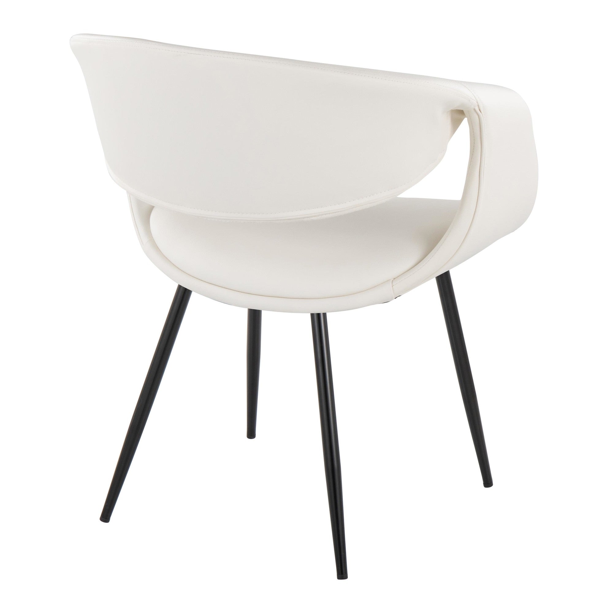 Curvo Upholstered Chair - Set of 2 - Black Metal, White PU