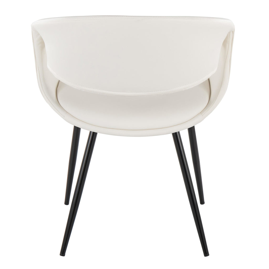 Curvo Upholstered Chair - Set of 2 - Black Metal, White PU