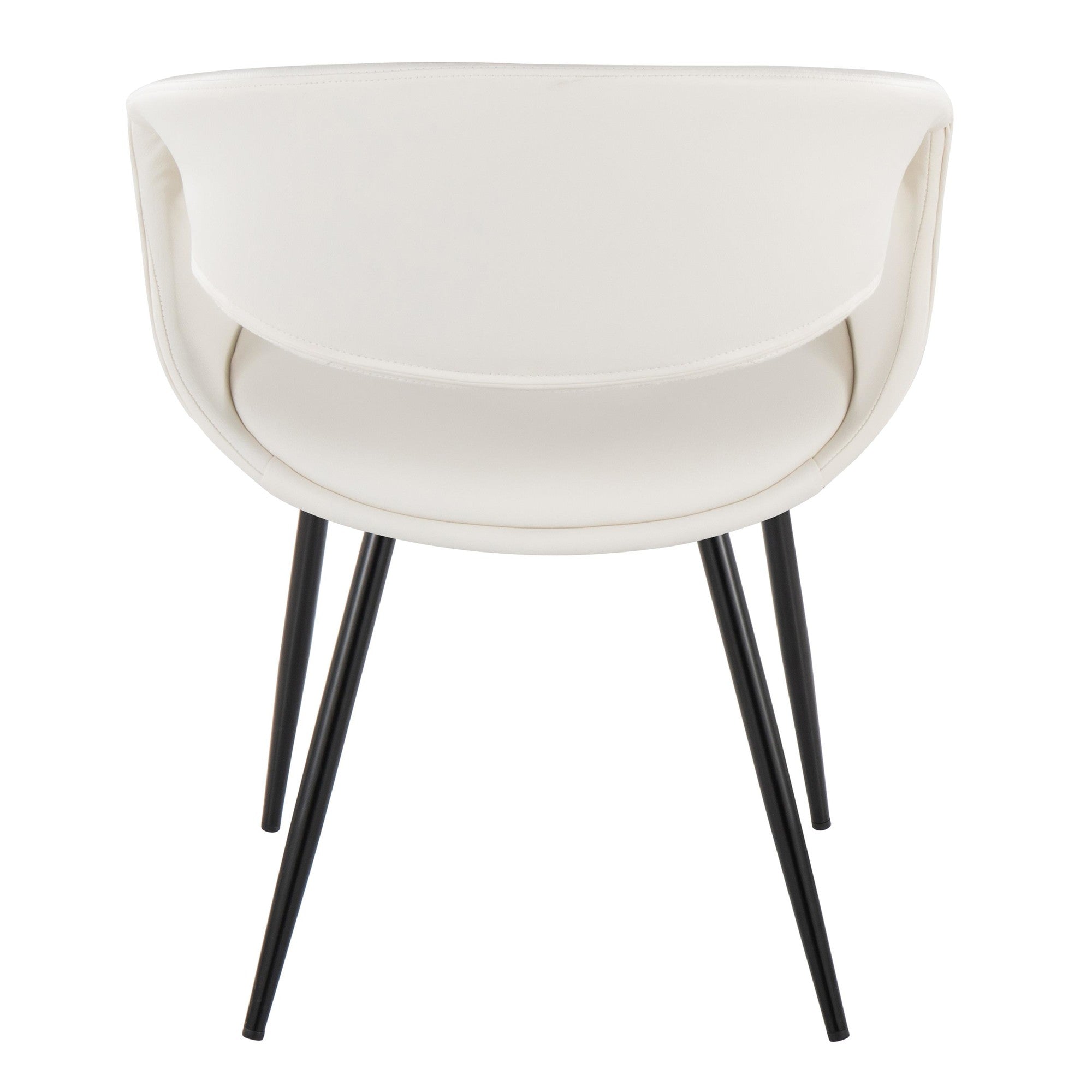 Curvo Upholstered Chair - Set of 2 - Black Metal, White PU