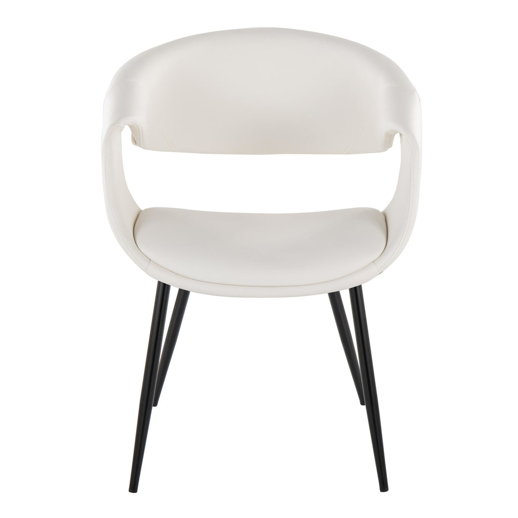 Curvo Upholstered Chair - Set of 2 - Black Metal, White PU