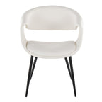 Curvo Upholstered Chair - Set of 2 - Black Metal, White PU