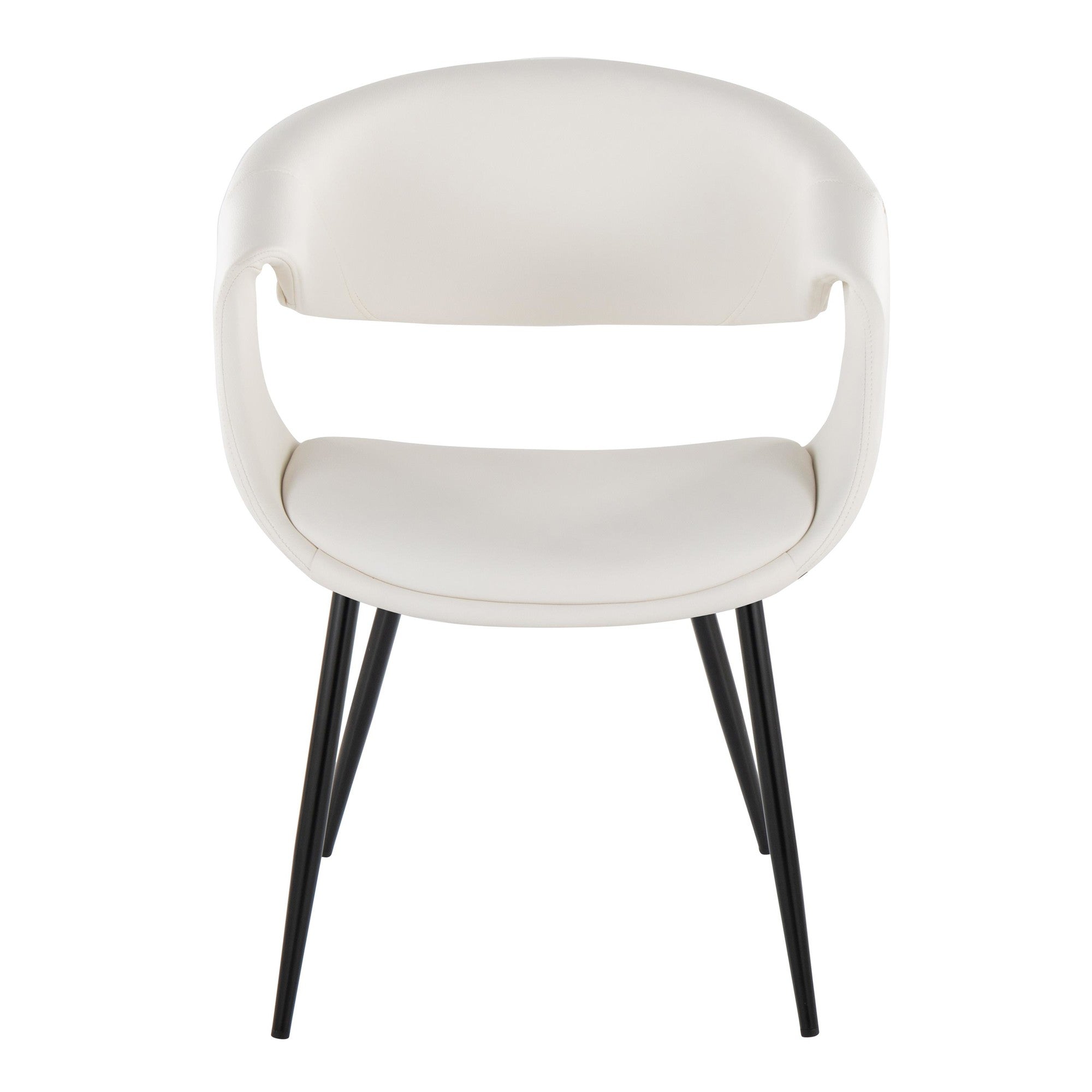 Curvo Upholstered Chair - Set of 2 - Black Metal, White PU