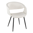 Curvo Upholstered Chair - Set of 2 - Black Metal, White PU
