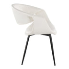 Curvo Upholstered Chair - Set of 2 - Black Metal, White PU