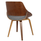 Fabrizzi Chair - Set of 2 - Walnut Wood, Grey Fabric