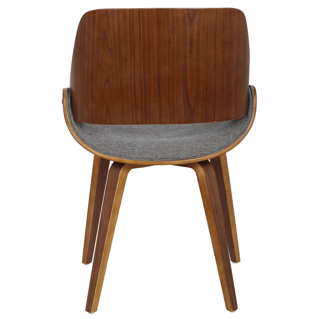Fabrizzi Chair - Set of 2 - Walnut Wood, Grey Fabric