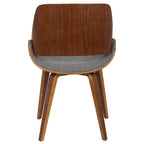 Fabrizzi Chair - Set of 2 - Walnut Wood, Grey Fabric