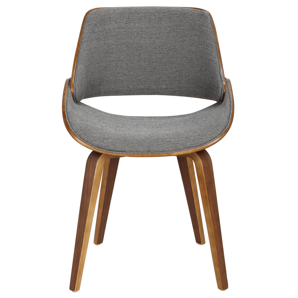 Fabrizzi Chair - Set of 2 - Walnut Wood, Grey Fabric