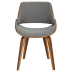 Fabrizzi Chair - Set of 2 - Walnut Wood, Grey Fabric