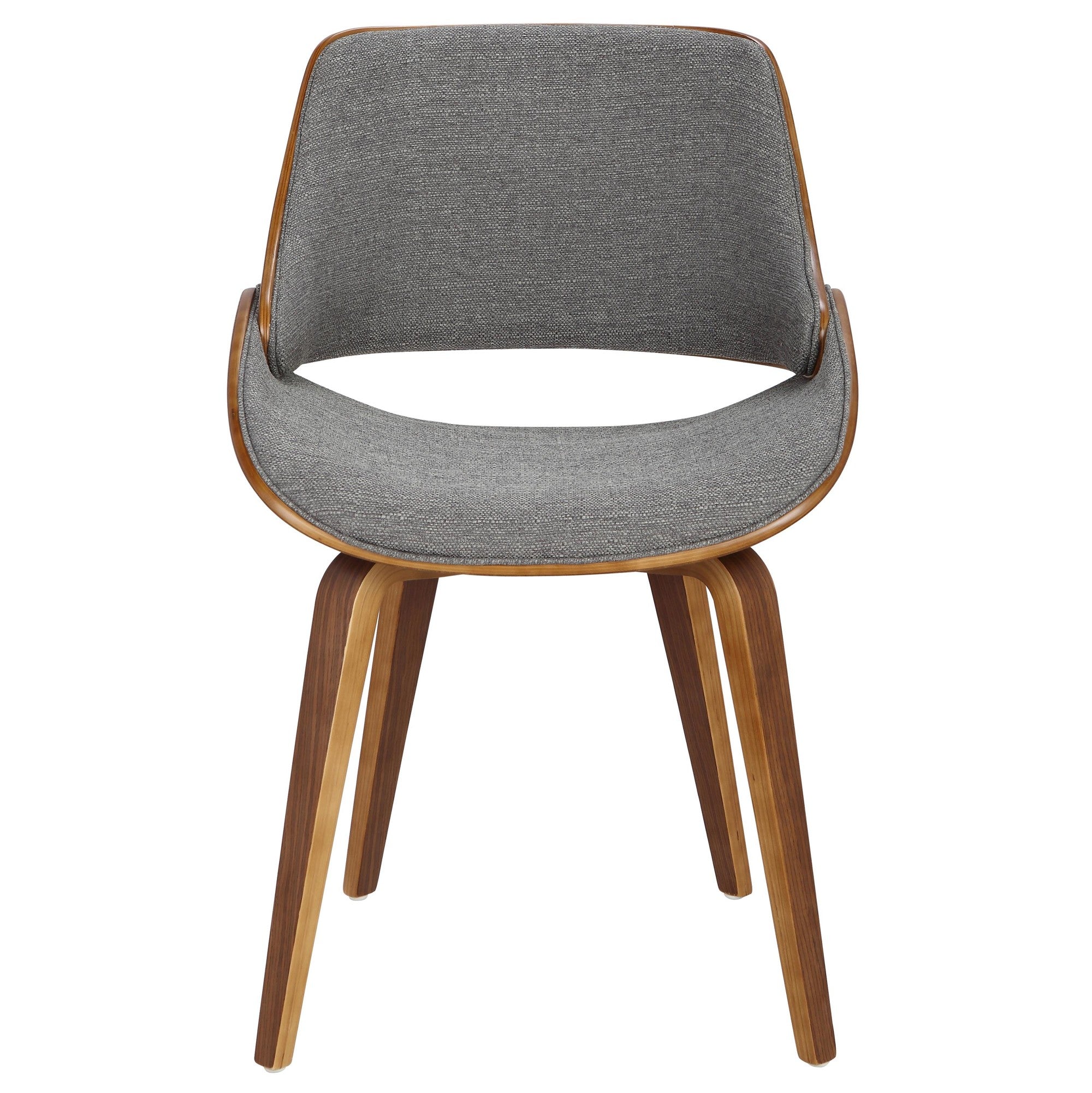 Fabrizzi Chair - Set of 2 - Walnut Wood, Grey Fabric