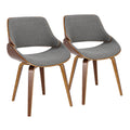 Fabrizzi Chair - Set of 2 - Walnut Wood, Grey Fabric
