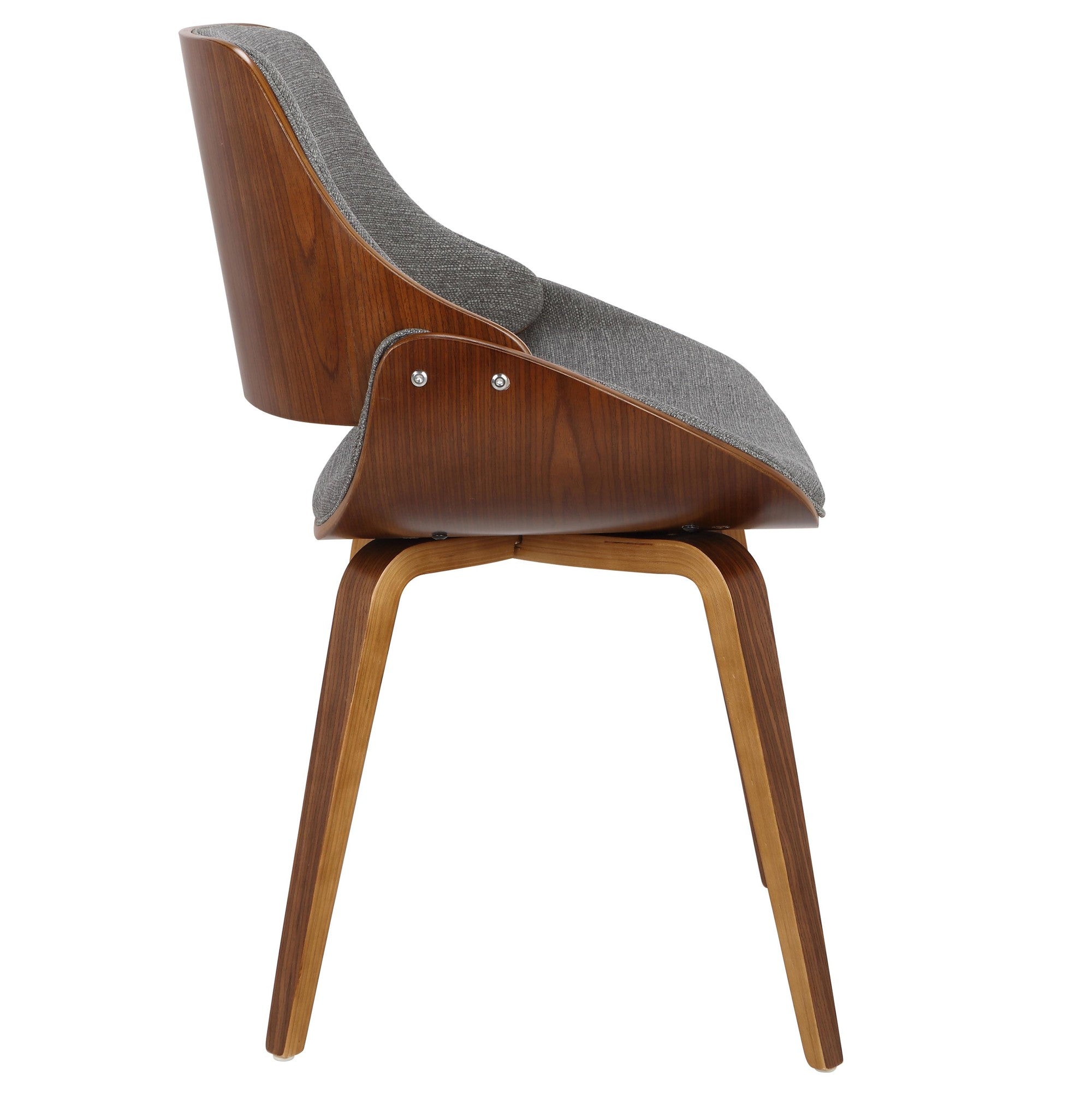 Fabrizzi Chair - Set of 2 - Walnut Wood, Grey Fabric