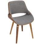 Fabrizzi Chair - Set of 2 - Walnut Wood, Grey Fabric
