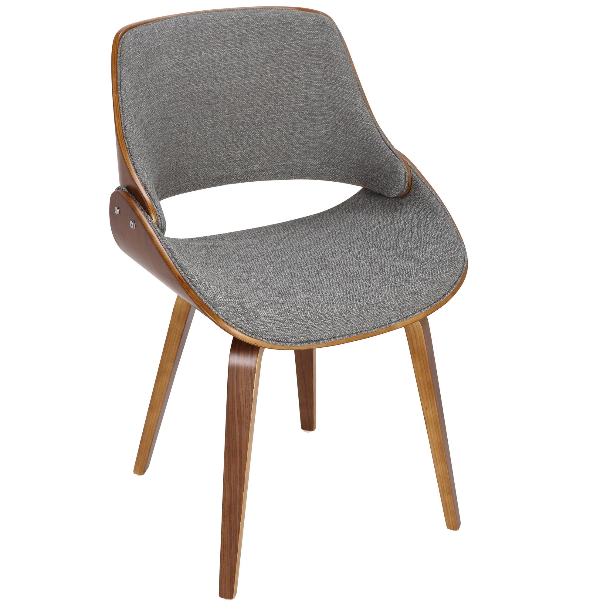 Fabrizzi Chair - Set of 2 - Walnut Wood, Grey Fabric