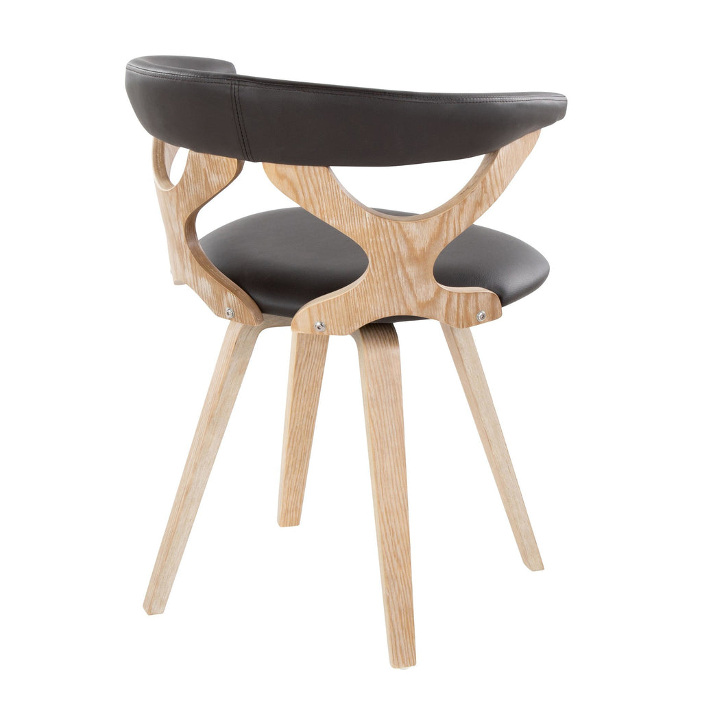 Gardenia Chair - Whitewashed Wood, Brown PU