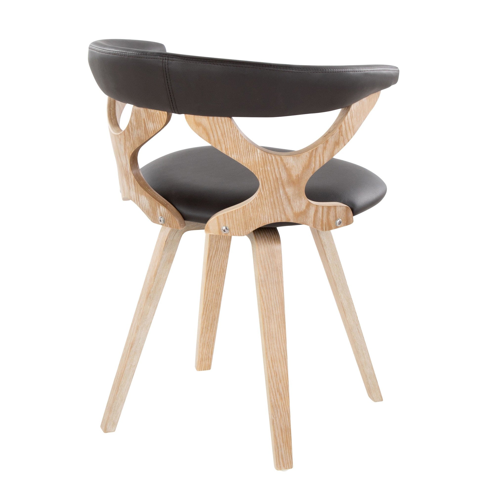Gardenia Chair - Whitewashed Wood, Brown PU