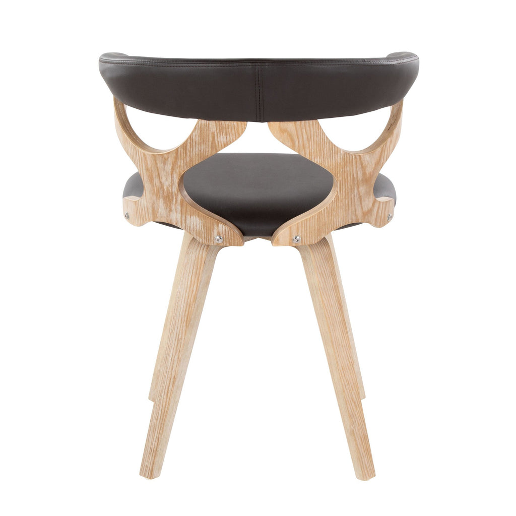 Gardenia Chair - Whitewashed Wood, Brown PU