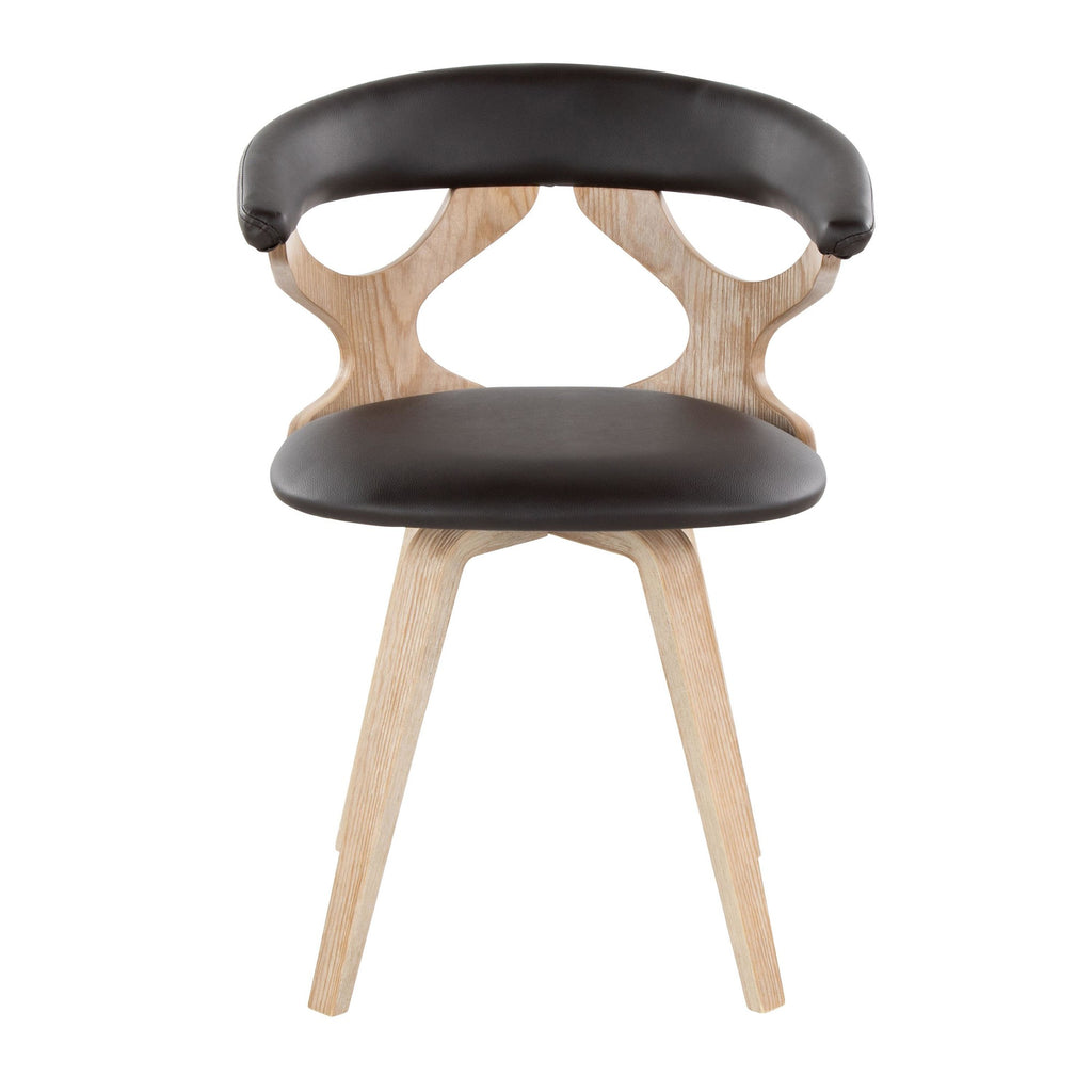 Gardenia Chair - Whitewashed Wood, Brown PU