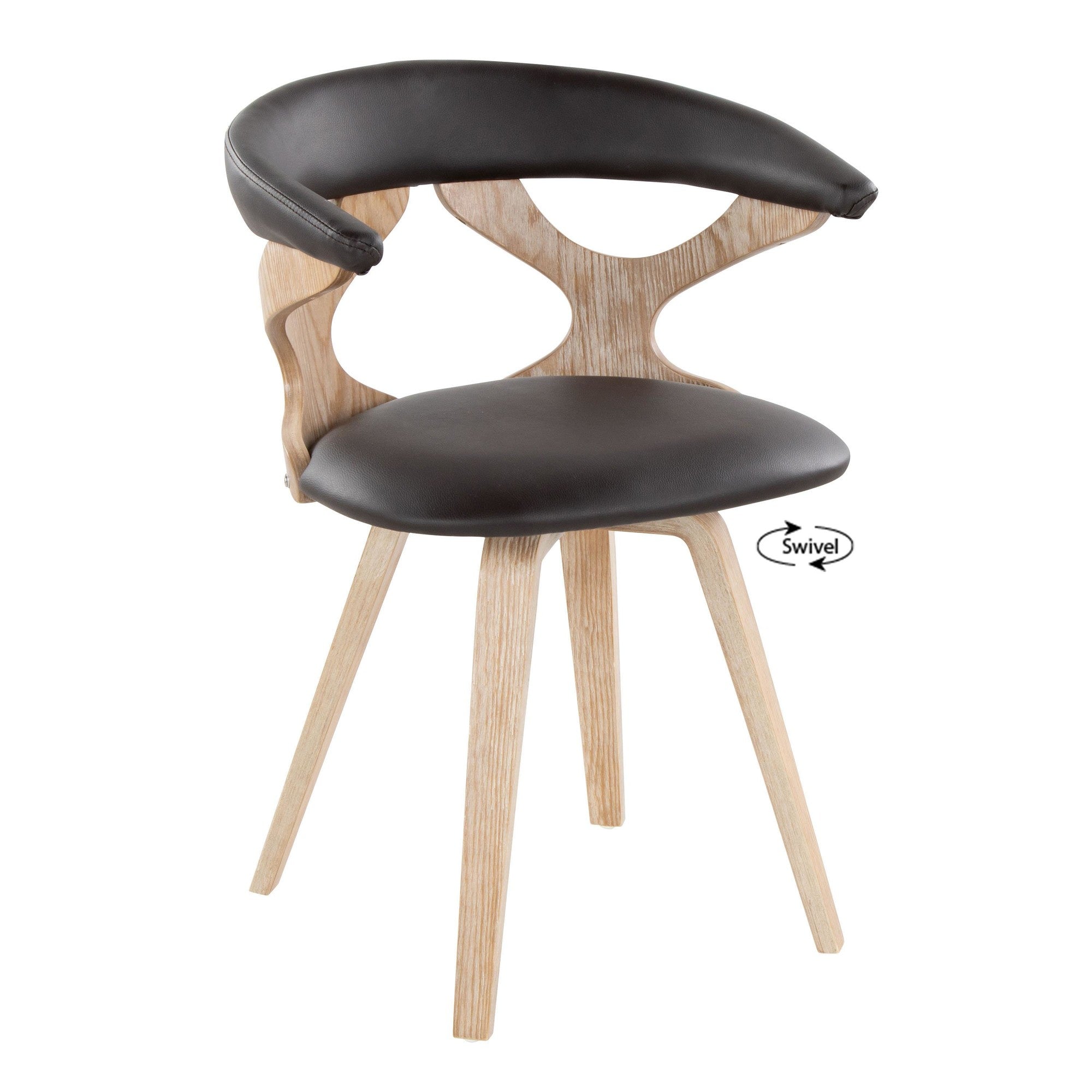 Gardenia Chair - Whitewashed Wood, Brown PU