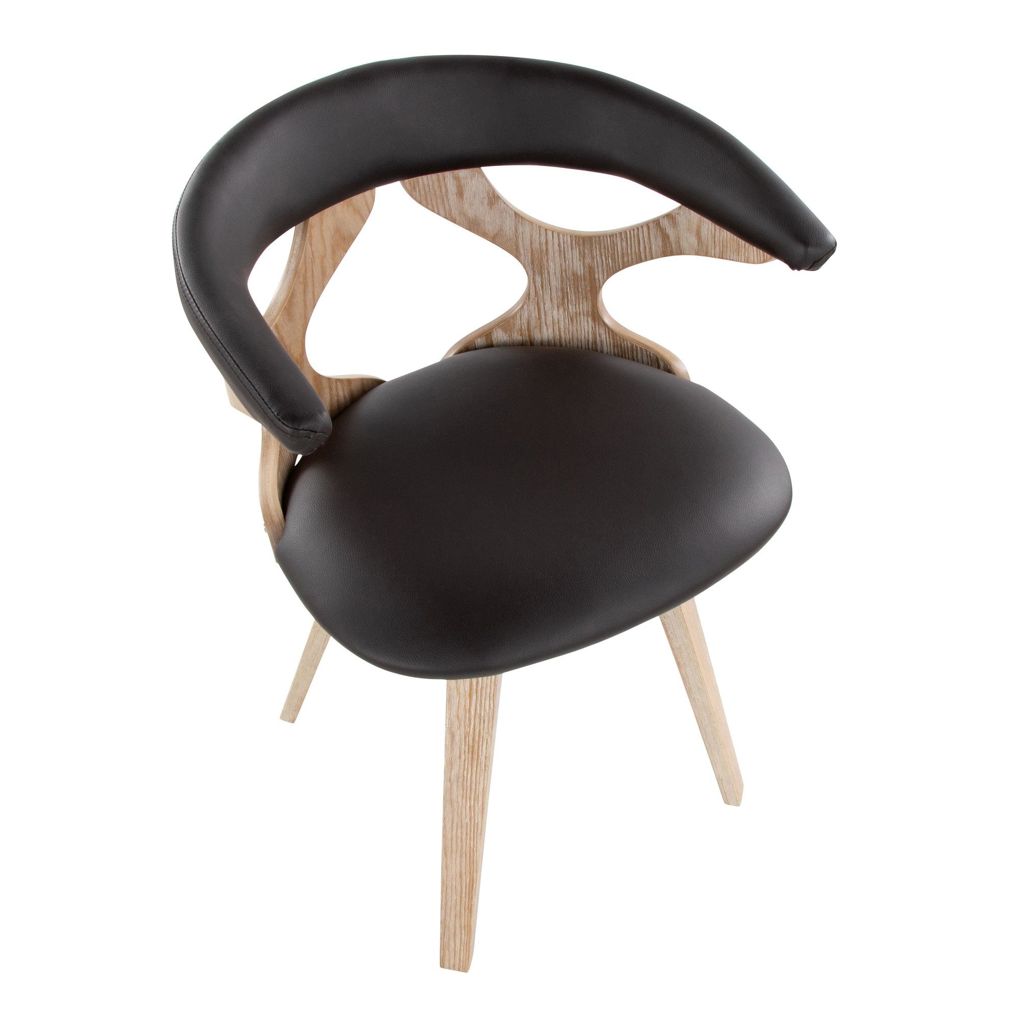 Gardenia Chair - Whitewashed Wood, Brown PU
