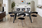 Gardenia Adjustable Barstool - Set of 2 - Black Wood, Black Metal, Grey PU