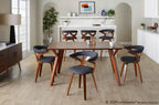Gardenia 30" Fixed-Height Barstool - Set of 2 - Chrome Metal, Walnut Wood, Charcoal Fabric