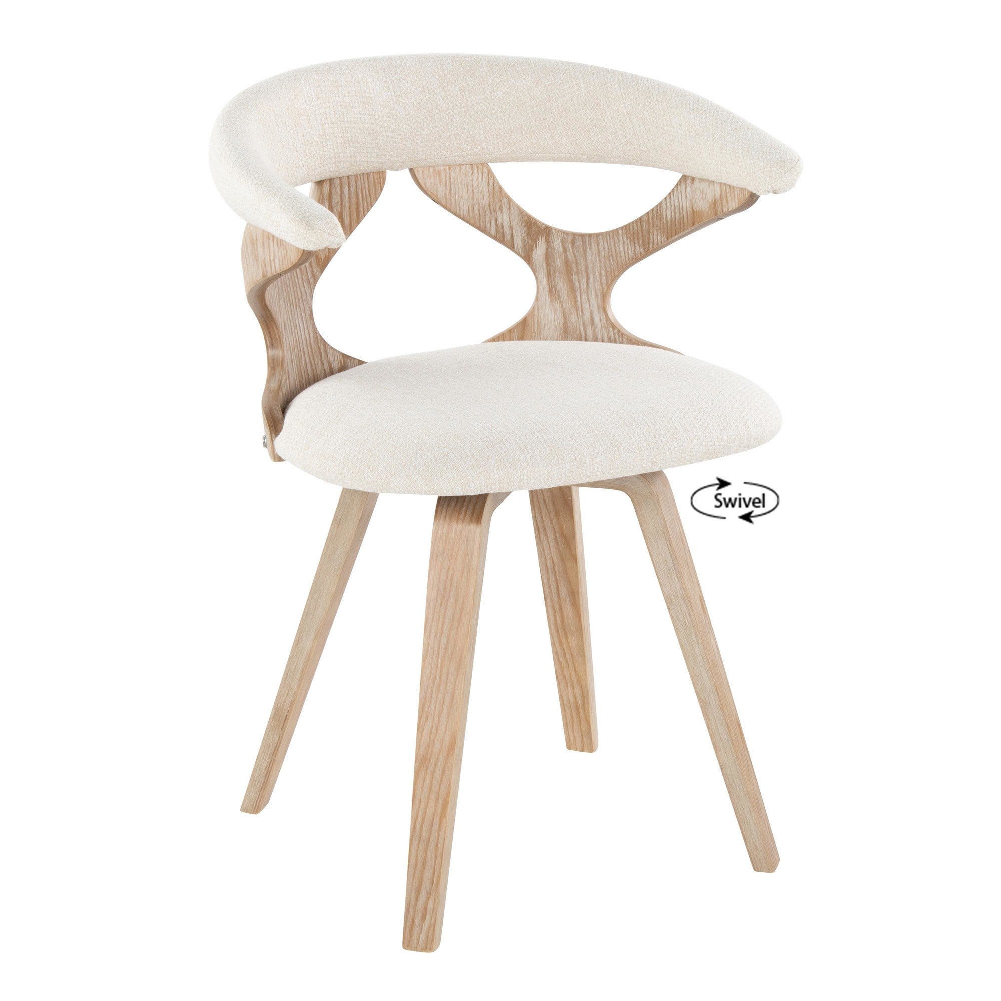 Gardenia Chair - Whitewashed Wood, Cream Fabric