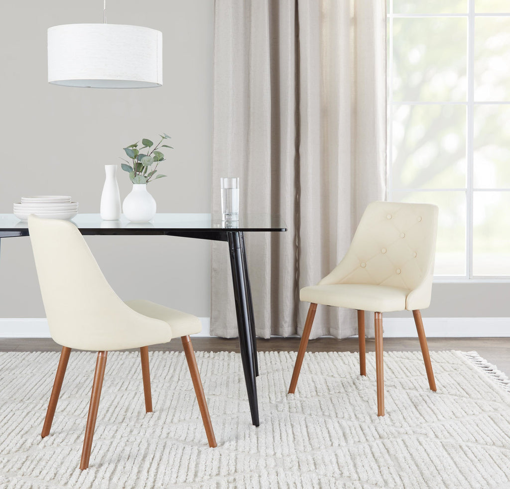 Giovanni Chair - Walnut Wood, Ivory Cream PU