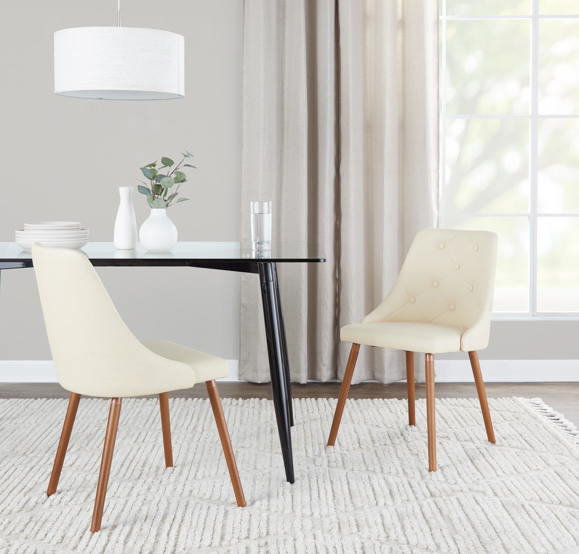 Giovanni Chair - Walnut Wood, Ivory Cream PU