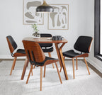 Lombardi Chair - Set of 2 - Walnut Wood, Black PU