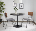 Loft Chair - Set of 2 - Black Metal, Grey Fabric, Walnut Wood