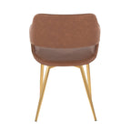 Margarite Dining Chair - Set of 2 - Gold Metal, Brown PU